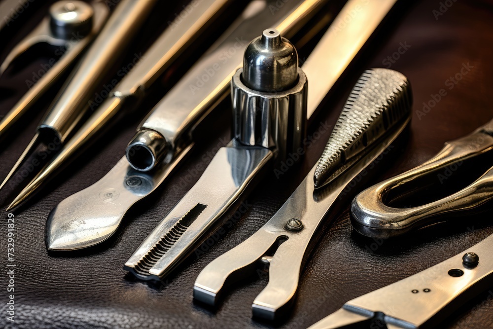 Fototapeta premium Pedicure Tools: Close-ups of tools used during a pedicure.