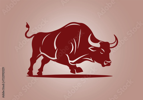 Aggressive Bull Logo Icon. Premium Vector Design Illustration. Red Bull logo on background