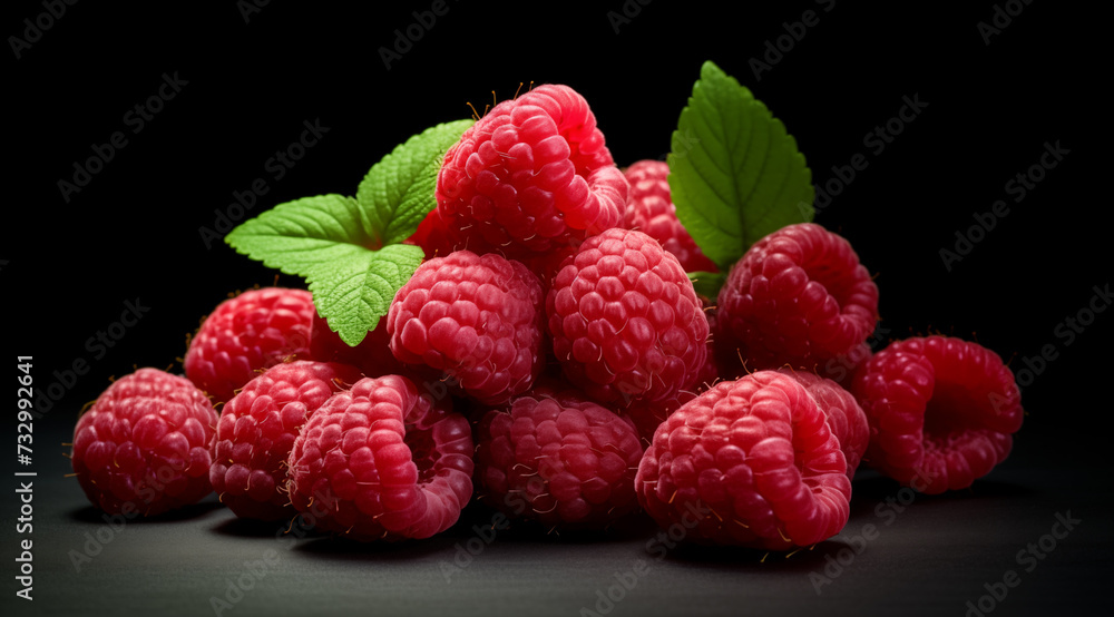 Close-up view of a group of raspberries Close-up view of a group of raspberries