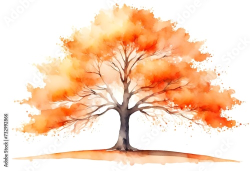 tree watercolor painted, isolated on white, transparent © Naila