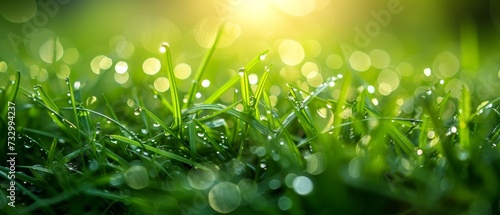 Dew on Green Grass.