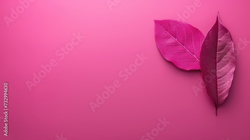 Leaves with isolated on magenta bloom background 