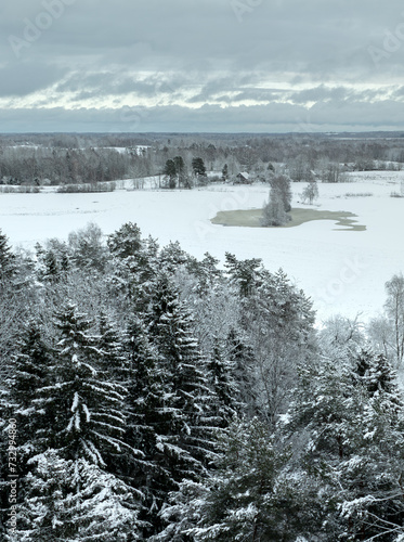 Winter landscape in the Latvian countryside (next to Lake Siver)