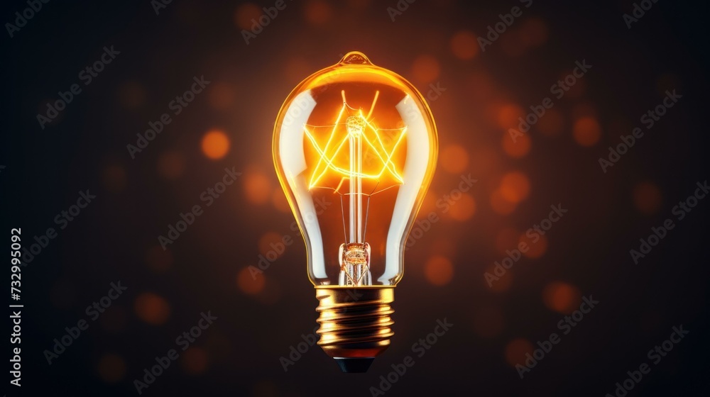A glowing yellow light bulb representing ideas and creativity. Generative AI. A glowing yellow light bulb representing ideas and creativity. Generative AI.