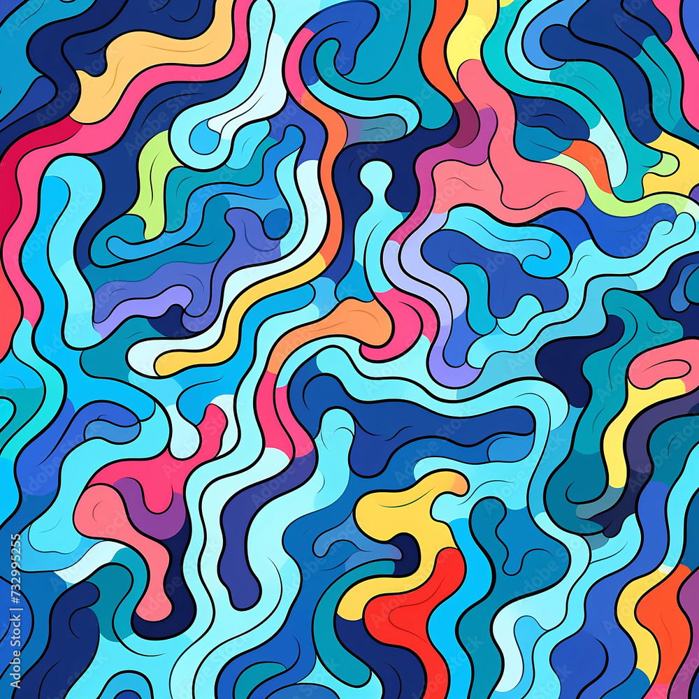 Abstract shapes modern patterns with multicolors. AI Generative