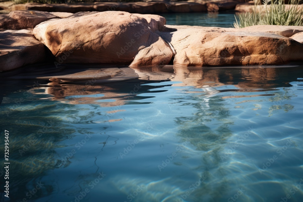 Fototapeta premium Relaxation Pool: Close-ups of a serene relaxation pool.