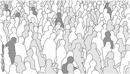 Vector illustration of large crowd of people