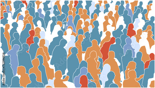 Vector illustration of large crowd of people