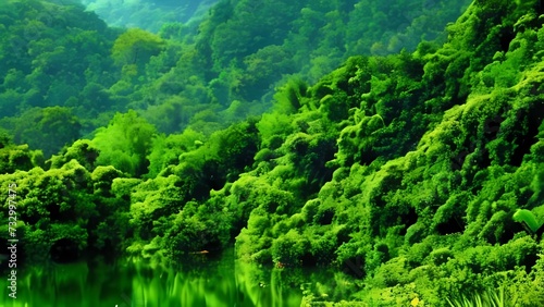 green forest in the mountains © adop