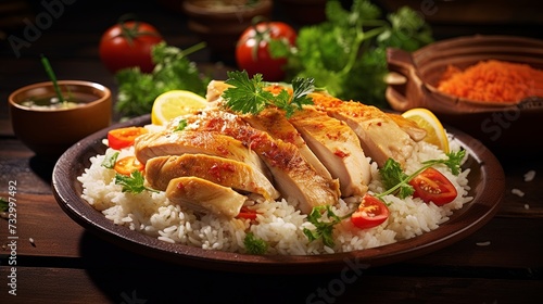 One-dish meal, chicken rice, Thailand, background image, background image, menu