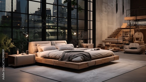 A bedroom with a modular bed design that can transform into a sofa during the day © Wardx