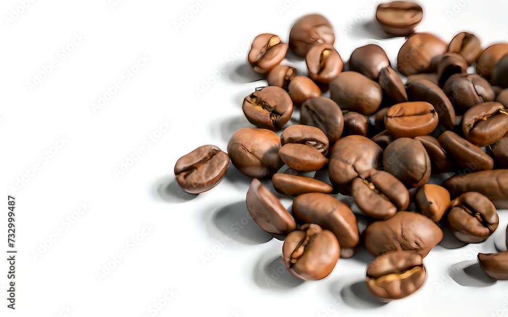 Coffee beans 3d render illustration on a white isolated background, close view. Coffee beans 3d render illustration on a white isolated background, close view.