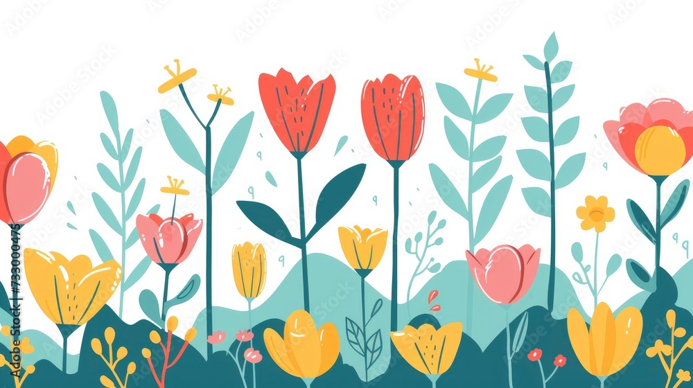 Fototapeta premium Doodles of Spring Flowers