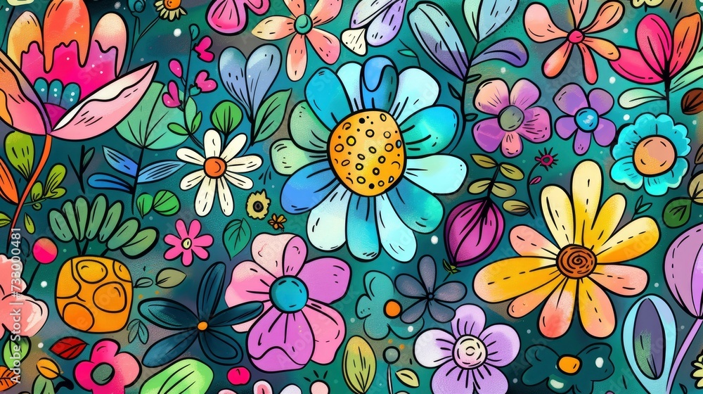 Doodles of Spring Flowers