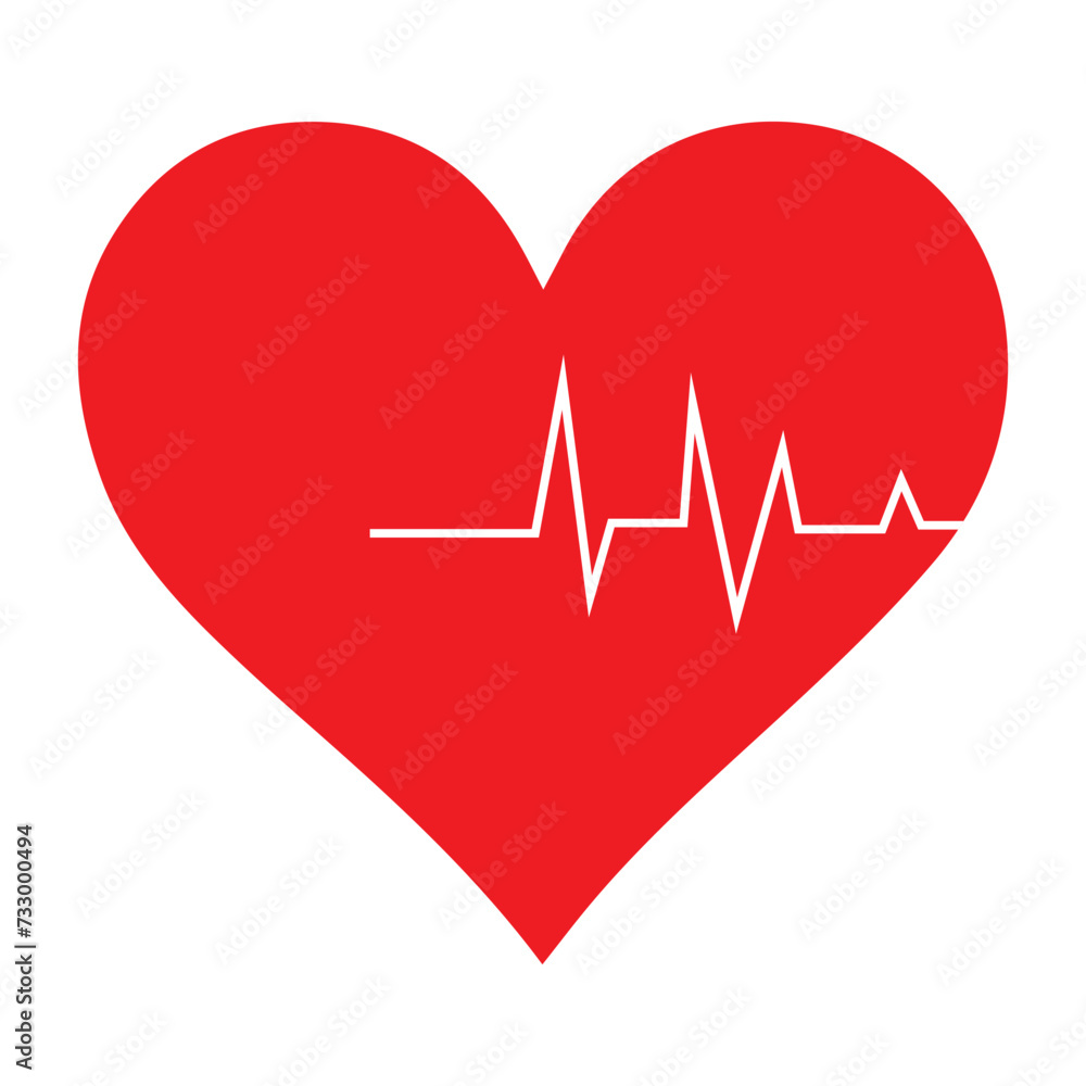 Red heartbeat icon. Heartbeat sign in flat design. Vector illustration. eps 10 Red heartbeat icon. Heartbeat sign in flat design. Vector illustration. eps 10