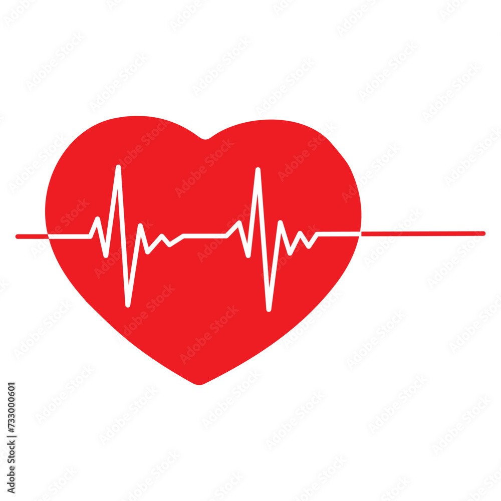 Red heartbeat icon. Heartbeat sign in flat design. Vector illustration. eps 10 Red heartbeat icon. Heartbeat sign in flat design. Vector illustration. eps 10