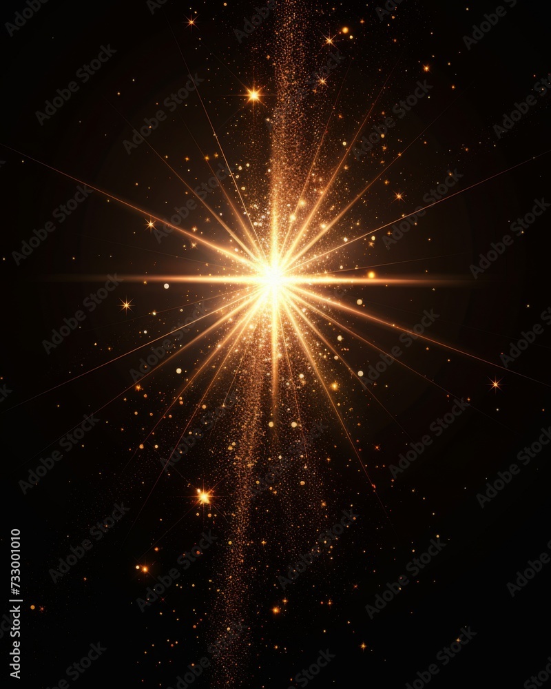 Golden glowing lights effects isolated on black background Golden glowing lights effects isolated on black background
