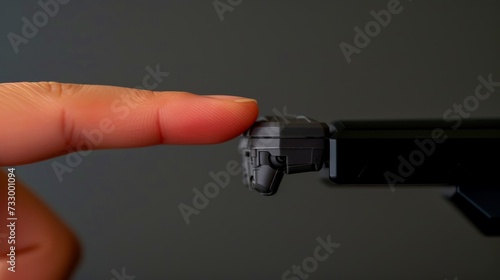 Robot finger making contact with human finger