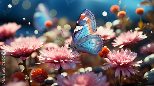 flower and butterfly colorfull pastel nature background  © oswasa