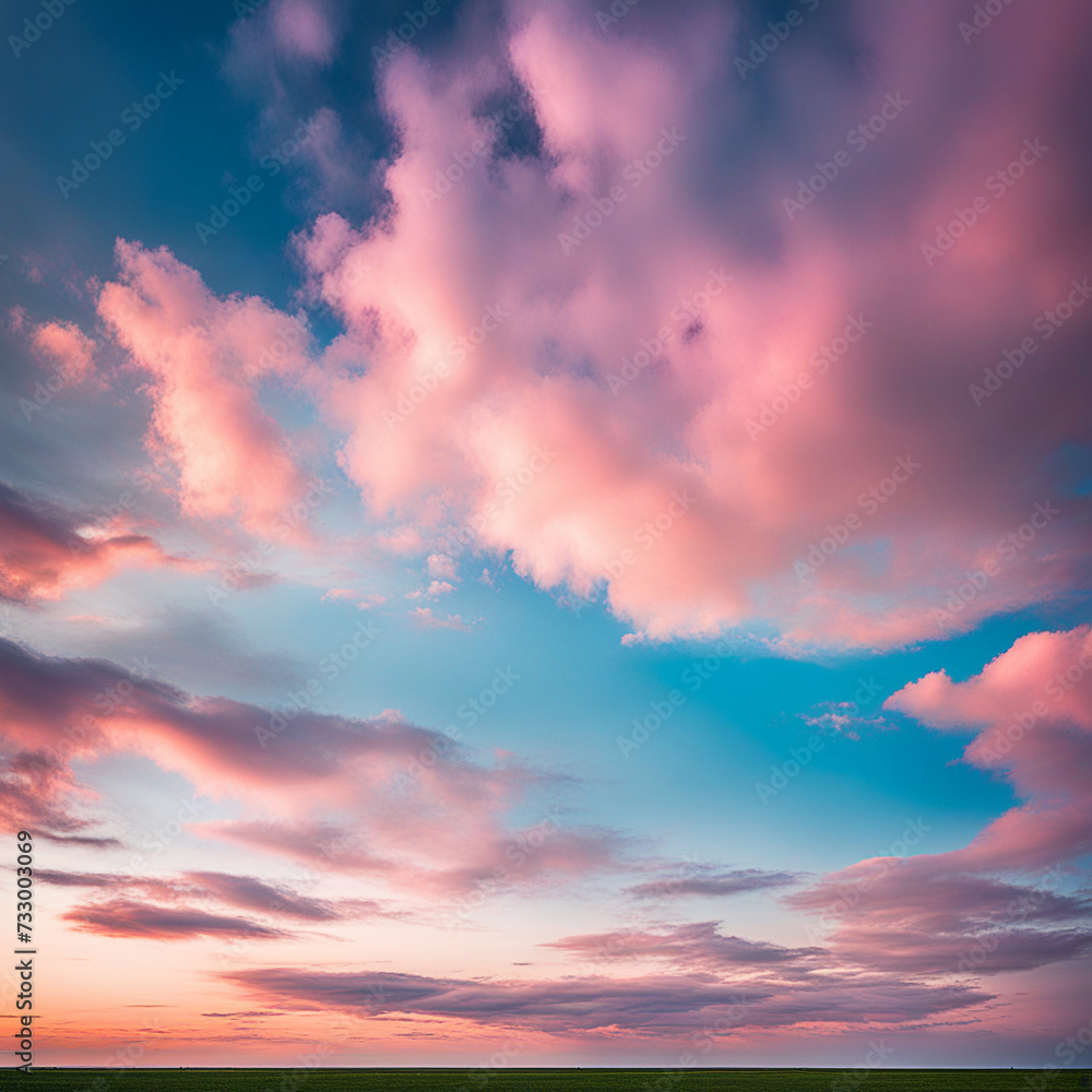 Obraz premium Sky,clouds background and texture. Dramatic amazing sky and clouds from above at sunset. Abstract pastel sky, coluds concept.