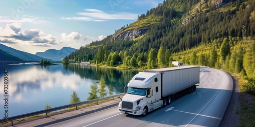 semi truck driving on a road