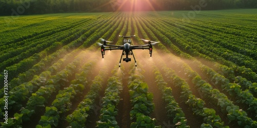 Drone Flying Over agro field