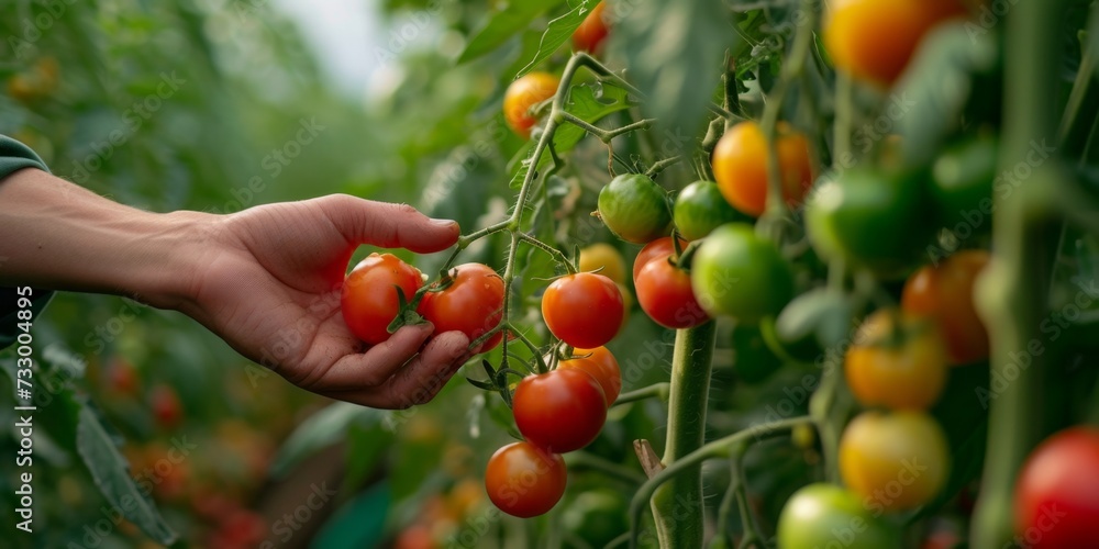 Hands Harvesting Plump Ripe Tomatoes