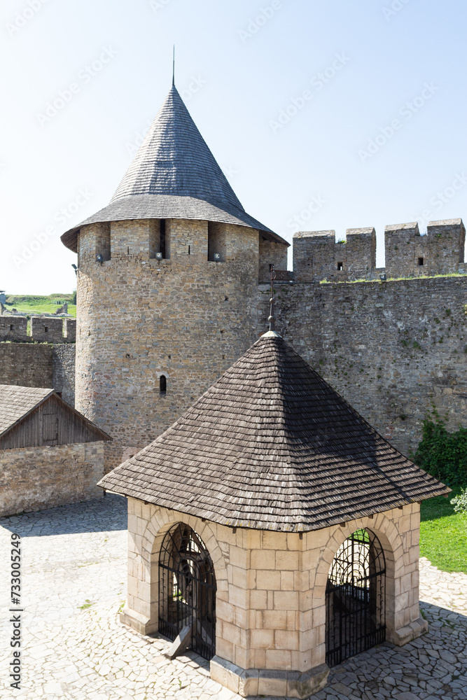Fototapeta premium The courtyard of the historical Khotyn Fortress. Ukraine