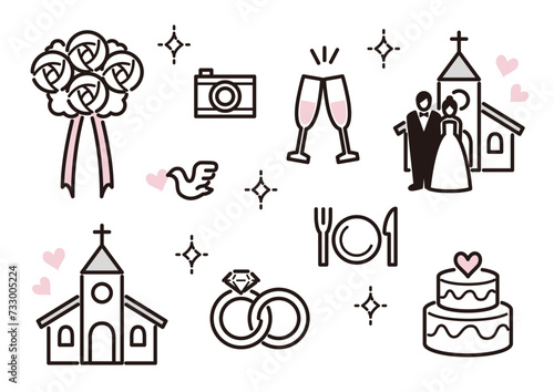 結婚やお祝いのアイコンに使える線画イラスト