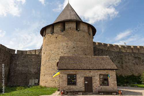 The defence tower of the historical Khotyn Fortress. Ukraine