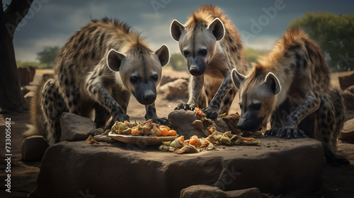 Hyenas scavenging for food. © Muhammad