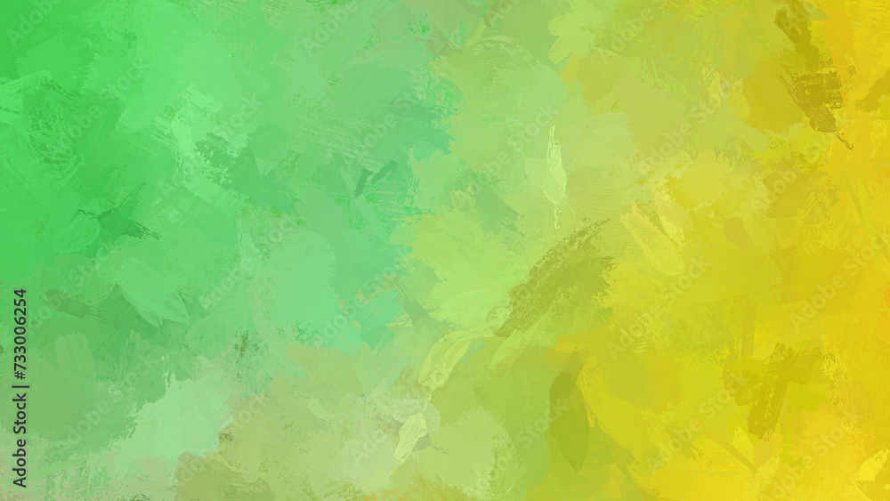 Abstract green and yellow oil painting background with brush strokes. Full frame digital oil painting on canvas. Painting done by me. 4k resolution.