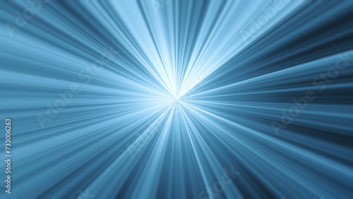 Light blue and blue starburst effect or light trails moving to infinity. Abstract high resolution full frame technology background.