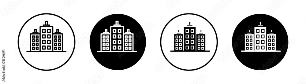 Tall Buildings Vector Line Icon Illustration.