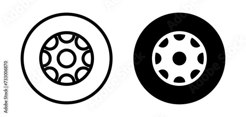 Car Wheel Vector Line Icon Illustration.