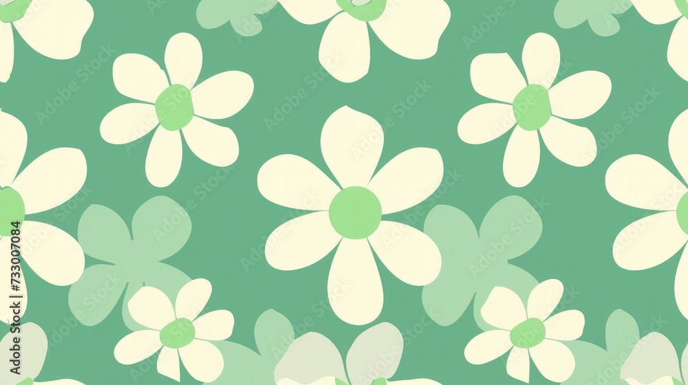 Simple Flower Pattern in Pastel Melon Green Simple Flower Pattern in Pastel Melon Green