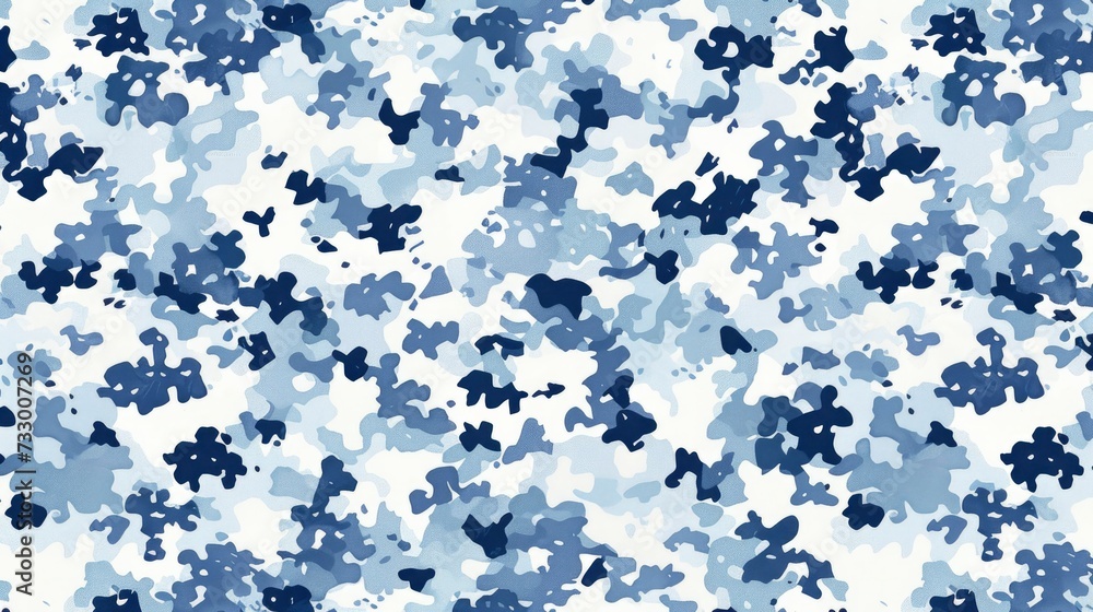 Small Detailed Camouflage Texture with Navy-Blue, Medium-Blue, Light-Blue Patterns on a White Background Small Detailed Camouflage Texture with Navy-Blue, Medium-Blue, Light-Blue Patterns on a White Background