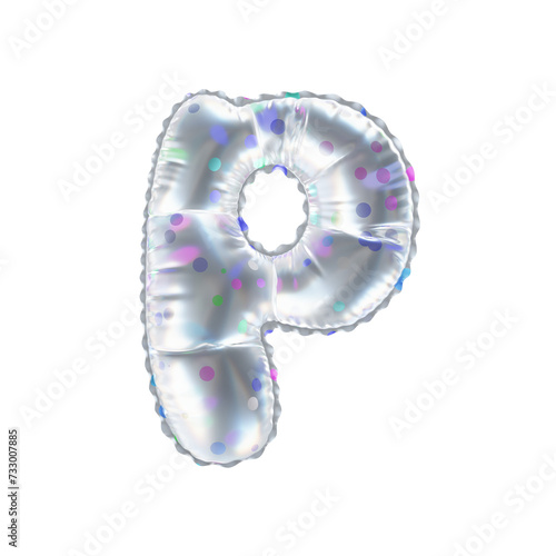 3D polka dot pattern transparent helium balloon letter P