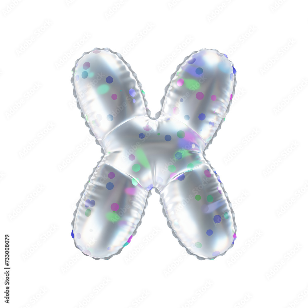 3D polka dot pattern transparent helium balloon letter X
