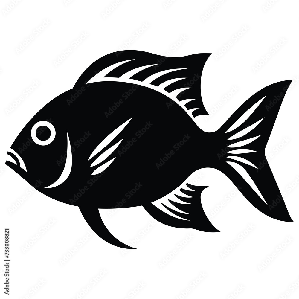 fish silhouette icon simple vector black and white wh fish silhouette icon simple vector black and white wh