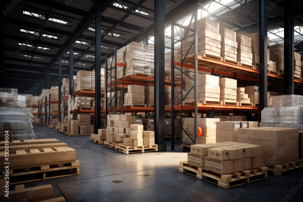 Indoor warehouse for building materials in a construction shopping center Indoor warehouse for building materials in a construction shopping center