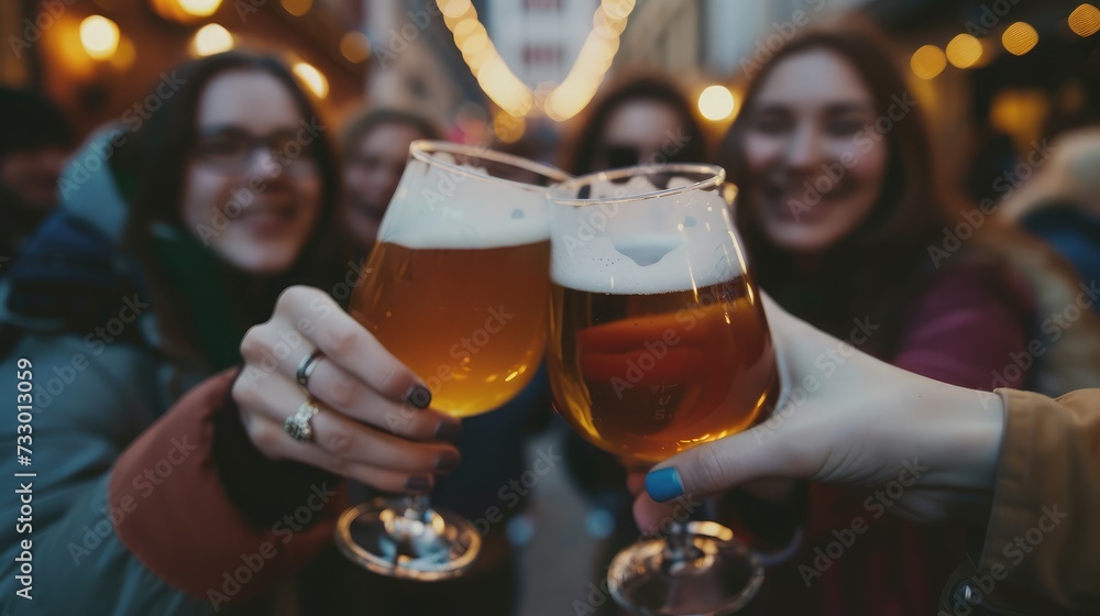 Group of friends enjoying a beer in brewery pub - Young people hands cheering at bar restaurant - Friendship and youth concept - Warm vintage filter - Main focus on bottom hand Group of friends enjoying a beer in brewery pub - Young people hands cheering at bar restaurant - Friendship and youth concept - Warm vintage filter - Main focus on bottom hand