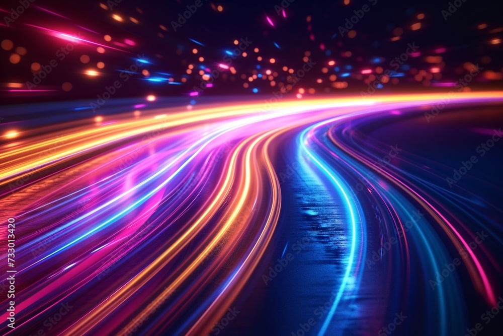 Dynamic light streaks on a dark backdrop. Modern design for banners, flyers, and posters. Dynamic light streaks on a dark backdrop. Modern design for banners, flyers, and posters.