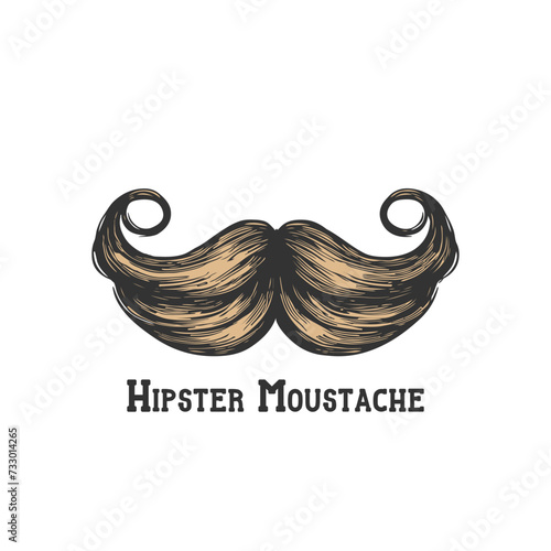 Hand-drawn moustache vintage vector illustration. Hipster moustache illustration concept.