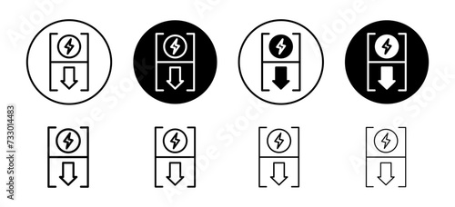 Energy reduction vector icon set collection. Energy reduction Outline flat Icon.