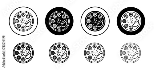 Indian thali  vector icon set collection. Indian thali  Outline flat Icon.