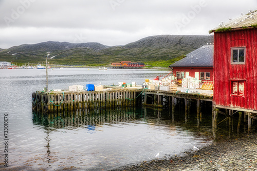 Pier in the Harbor of Mehamn in Finnmark, Norway photo