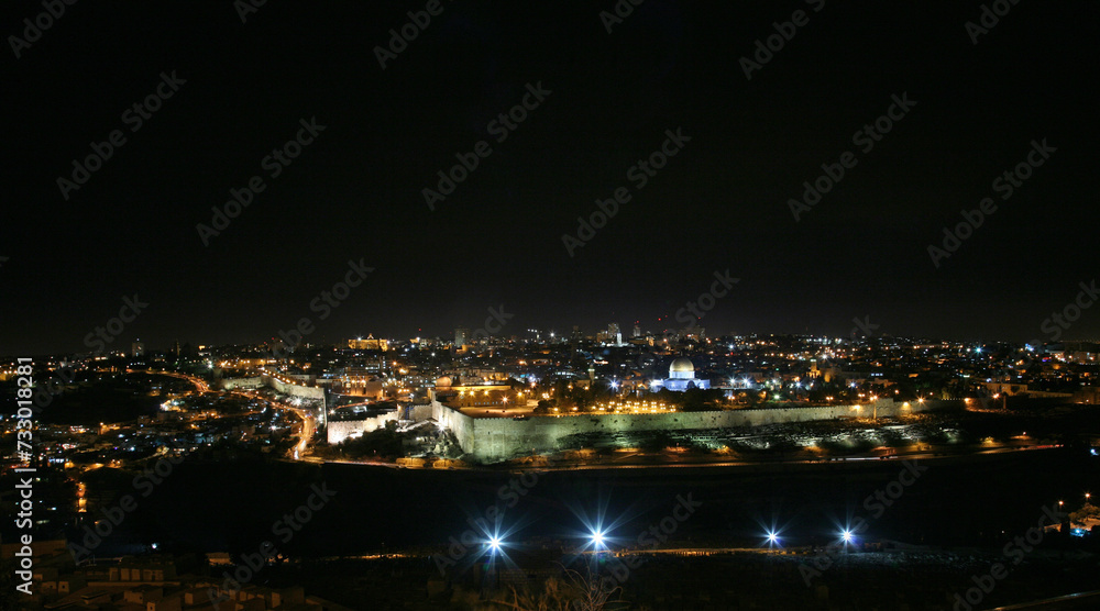 Panorama of Jerusalem from the Mount of Olives to the old city, Israel