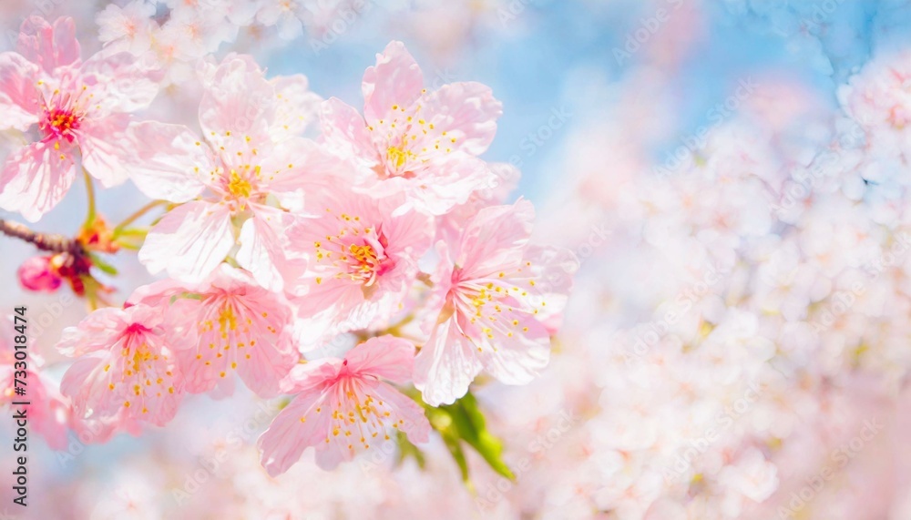 Cherry Blossoms Blooming at the start of Spring - Last days of Winter announcing the new Season of Spring - Sakura Festival Hanami 