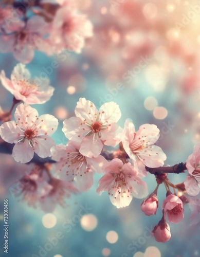 Cherry Blossoms Blooming at the start of Spring - Last days of Winter announcing the new Season of Spring - Sakura Festival Hanami  © Eggy
